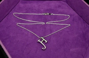 18" Silver Plated Initial "H" pendant cable chain necklace 1.1mm - Picture 1 of 5