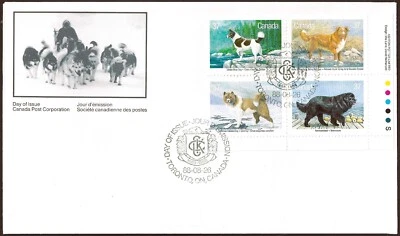 🍁Canada    #1220a  LRpb   "DOGS OF CANADA"   Brand New 1988 First Day Cover - Image 1 of 2