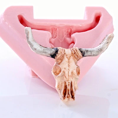 Steer Skull Western Silicone Mold Soap Candle Resin Fondant Gum Paste Clay (929) - Image 1 of 4