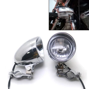 Chrome Bullet Passing Spot Fog Light With Roll Cage Guard Bar Tube Mount Bracket - Picture 1 of 8