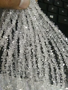 42 CM. AAA++ Herkimer Diamond Quartz Nuggets gemstone 6-6.5 mm Beads Strands - Picture 1 of 4