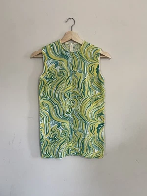 Rare Vintage 70s Green Multicolor Abstract Printed Sleeveless Shirt-see Sizing - Image 1 of 4