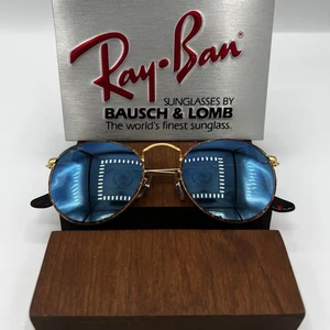 Vintage Ray Ban B&L Sonnenbrille blau verspiegelt rund Schildpatt 50 mm USA maßgefertigt - Bild 1 von 19