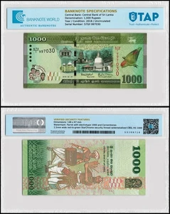 Sri Lanka 1000 Rupees, 2018, P-130a, UNC Commemorative, Authenticated - Picture 1 of 1