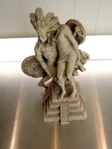 Azteken Maya Kalender Krieger Prinzessin Statue mexikanisches Knochenharz Keramik Volkskunst - Bild 1 von 11