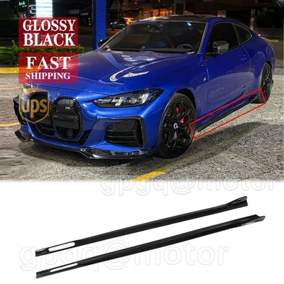 Kit de extensión de faldón lateral estilo V2 negro brillante para BMW G22 G23 serie 4 2021-2025 Foto 1 de 4