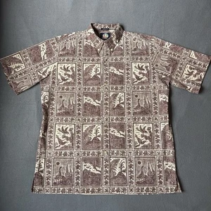 Reyn Spooner Volcano Park Hawaiian Shirt Men's Large Classic Fit Reverse Print - Picture 1 of 10