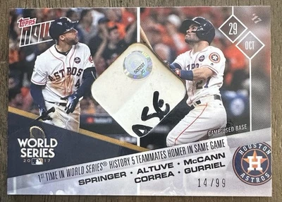 2017 Topps Now Houston Astros World Series Base Relic /99 (Altuve, Correa, Etc) - Image 1 of 4
