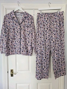 Boden Schlafanzug Blumen Größe 14 100% Baumwolle Gummizug Unterteil Langarm - Bild 1 von 12