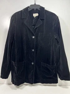 J Crew Samt 100 % Baumwolle Damen 3 Knöpfe schwarz Größe Medium adrett dunkel akademisch - Bild 1 von 8