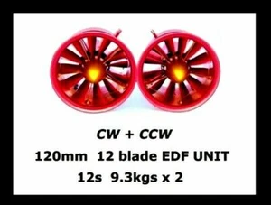 JP Hobby Full Metal CW + CCW 120mm 12 Blade EDF Fan Unit 12S / 14S For RC Jets - Picture 1 of 11
