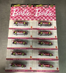 HOT WHEELS 2024 POP CULTURE HXD63 E BARBIE 65 CORVETTE C8.R ( LOT OF 10 ) - Picture 1 of 2