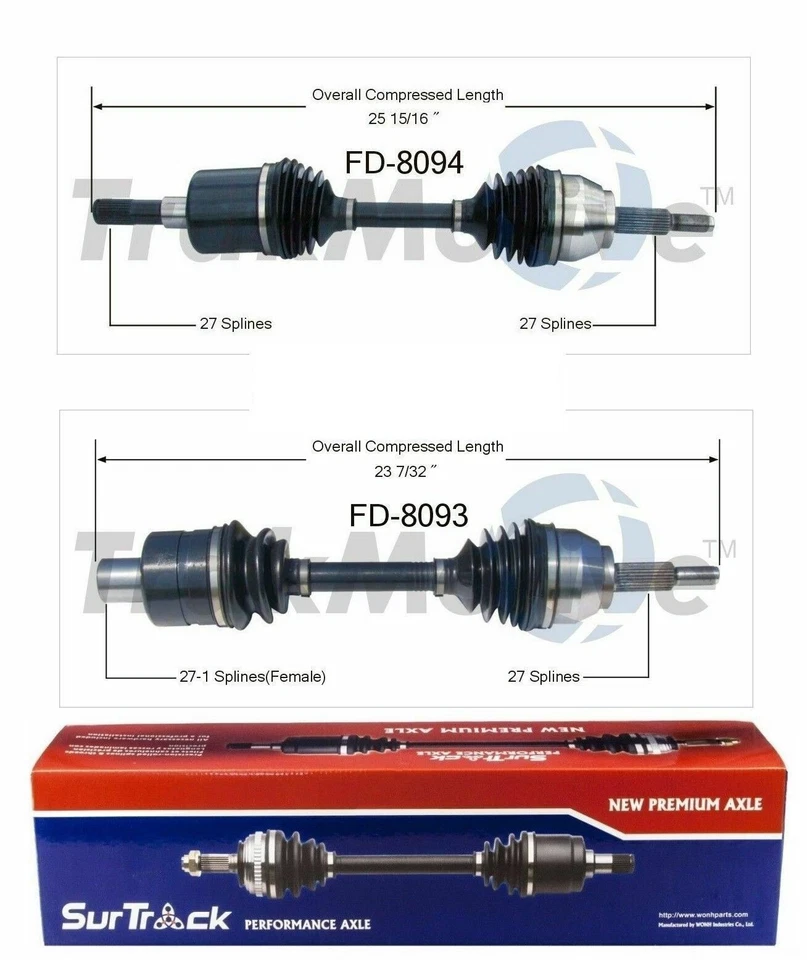 Комплект валов передней оси полного привода/полноприводного двигателя SurTrack для Explorer Lincoln Aviator Mercury - Изображение 1 из 1