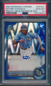 PSA 10 ESTANLI CASTILLO AUTO 2022 Bowman Chrome BLUE REFRACTOR #/150 RC GEM MINT - Picture 1 of 1
