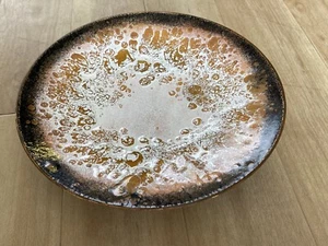 Mid Century Modern Enamel Pedestal Bowl, Copper, Abstract Bubbles - Picture 1 of 9