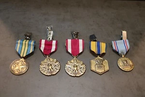 5-PIECE LOT FULL-SIZE MILITARY MEDALS AFGC, AFMSM, AFOVM, AFCM - Picture 1 of 9