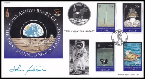 NASA Astronaut JOHN FABIAN Signed RAF CC64 1st Manned Moon Landing 30th Ann FDC Cover