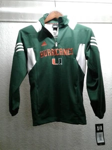 MIAMI HURRICANES ADIDAS Youth MEDIUM 10-12 Lighweight 1/4 Zip Pullover NWT - Picture 1 of 8