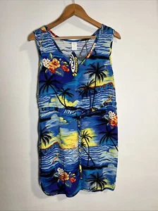 NWT Palmwave Women's Rayon Sundress in Hawaiian Scenery Print - Picture 1 of 12