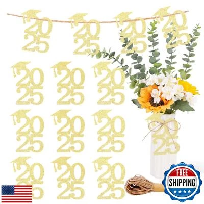 24PCS Cutouts Tags Graduation Decorations Class of 2025 Cap, Table Centerpiec - Image 1 of 3