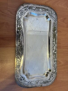 Silver Plated Antique Vintage Decorative Serving Tray 17.5 X 9 X 1/4 In - Picture 1 of 5