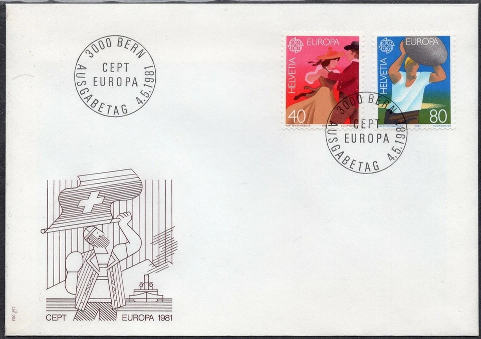 EUROPA CEPT 1981 - SWITZERLAND - FOLKLORE - FDC(2) - Image 1 of 2