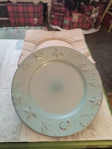 Set 4 Thomson Pottery Cape Cod BLUE Seashells Dinner Plates 10-3/4" - Picture 1 of 13