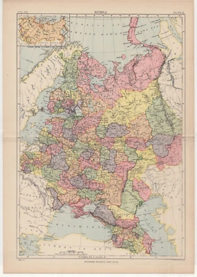 c1895 mapas de Rusia histórico moderno antiguo vintage Britannica 9º Foto 1 de 2