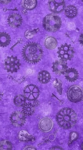 QT Fabrics Steampunk Halloween 3 by Desiree's Designs 31223 V Purple  Cotton - Picture 1 of 1