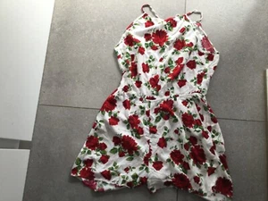 H&M floral halterneck shorts playsuit uk 14-16 / eur 42 viscose side pockets - Picture 1 of 5