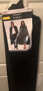 WAY TO CELEBRATE! BLACK HOODED CAPE COSTUME ADULT ONE SIZE 48"X25" NWT-COSPLAY - Picture 1 of 3