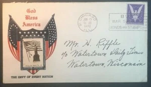 1943 Envy of Every Chicago IL Watertown WI WWII Patriotic Cover Buy War Bonds - Picture 1 of 2