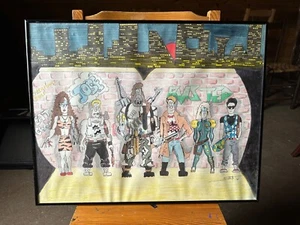 Original 1989  Cyberpunks Comic Character Art "STEEN" Drawing Jose Rusted Guns - Picture 1 of 11