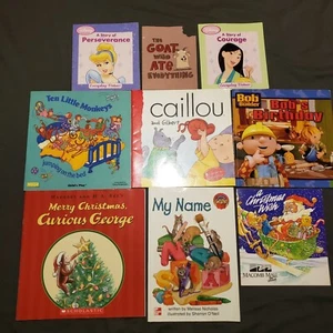 Books Lot Of 9 Softcover Books: Disney, Bob The Builder, Christmas,  Caillou - Imagen 1 de 10