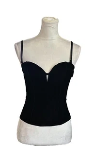 Black Velvet Classic Corset Top Sz Small Sweetheart NecklineVictorian Renaissanc - Picture 1 of 11