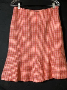 Ann Taylor Pencil Skirt Sz 8 W30 Lined flare pink orange linen - Picture 1 of 9