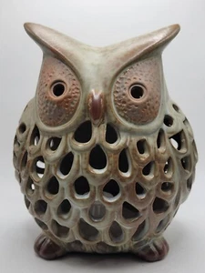 Battery Operated Tea Light Owl Ceramic TESTED WORKS 7"H - Picture 1 of 8
