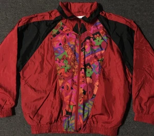 Vtg 80s Abstract Art Flower Bomber Jacket M Colorblock Hip Hop Vaporwave 90s USA - Picture 1 of 6