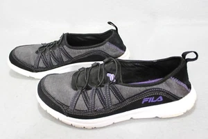 Fila Slip On Walking Comfort Shoes Women 9 Black Athletic Shoes w/ Memory Foam - Picture 1 of 10