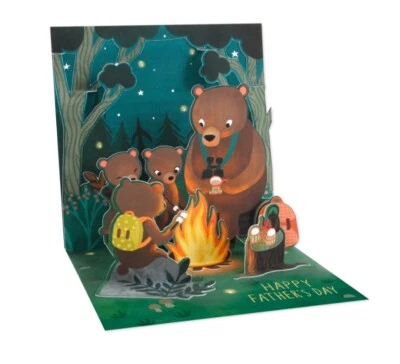 Father’s Day 3d pop up greeting card - Camping Bears - Image 1 of 4