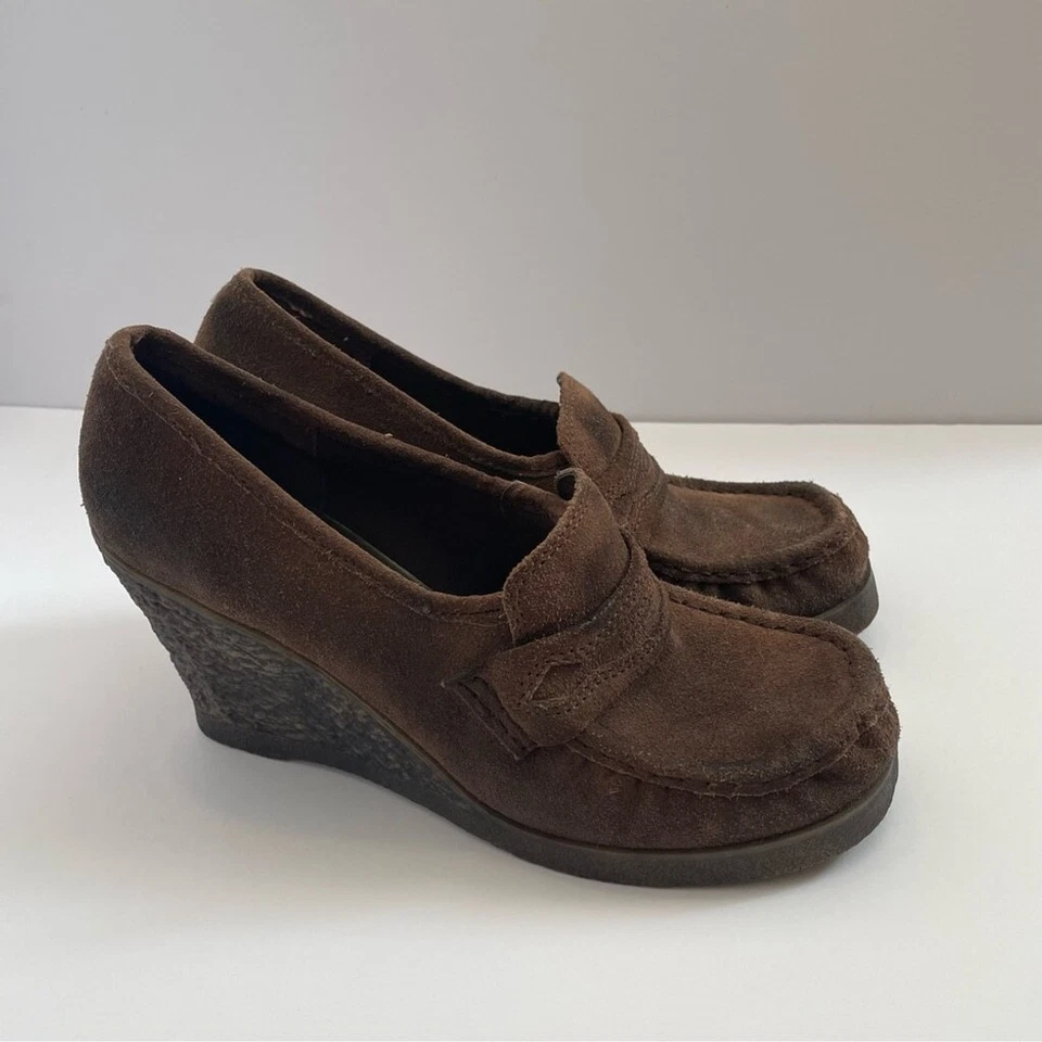 Report leather suede chunky wedge vintage y2k - Image 1 of 4
