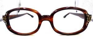 SRO 5 1/2 Brown with Rhinestones Plastic Vintage Eyeglasses Frames USA - Picture 1 of 10