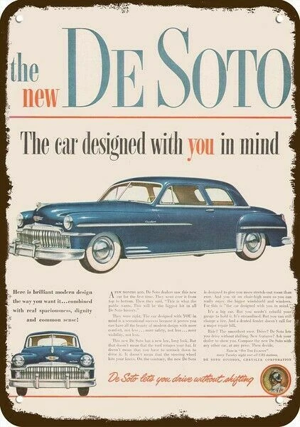 Coche DeSOTO 1949 PERSONALIZADO 2 puertas azul con paredes blancas aspecto vintage metal decorativo si Foto 1 de 1