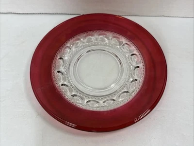 Indiana Glass Kings Crown Thumbprint Ruby Flash 6 in Cup Saucer - Image 1 of 4