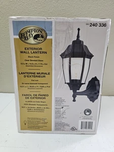 NEW Hampton Bay Outdoor Wall Light Fixture Black Finish Beveled Glass - Picture 1 of 4