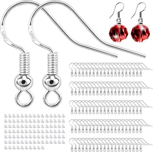 925 Sterling Silver Earring Hooks Kit, 100 Pcs Silver Plated Ear Wires Fish UK - Picture 1 of 8