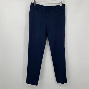 Alice + Olivia Pantalón Frente Plano Slim Recto Pierna Cónica Azul Marino Tobillo 0 - Imagen 1 de 4
