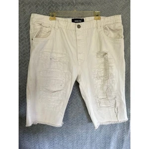 Smoke Rise Shredded Denim Shorts in white Size 44 Street Thrashed Grunge hip hop - Picture 1 of 5