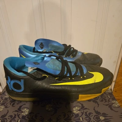 Nike KD VI 6 Athletic Sneakers Youth 5Y Black Volt Blue 599477-006 Kevin Durant - Image 1 of 4