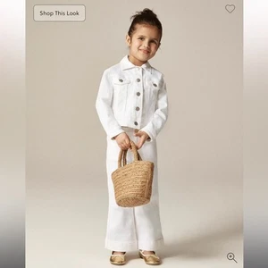 Crewcuts Girls' cropped denim trucker jacket in white girls S(6-7) - Picture 1 of 5